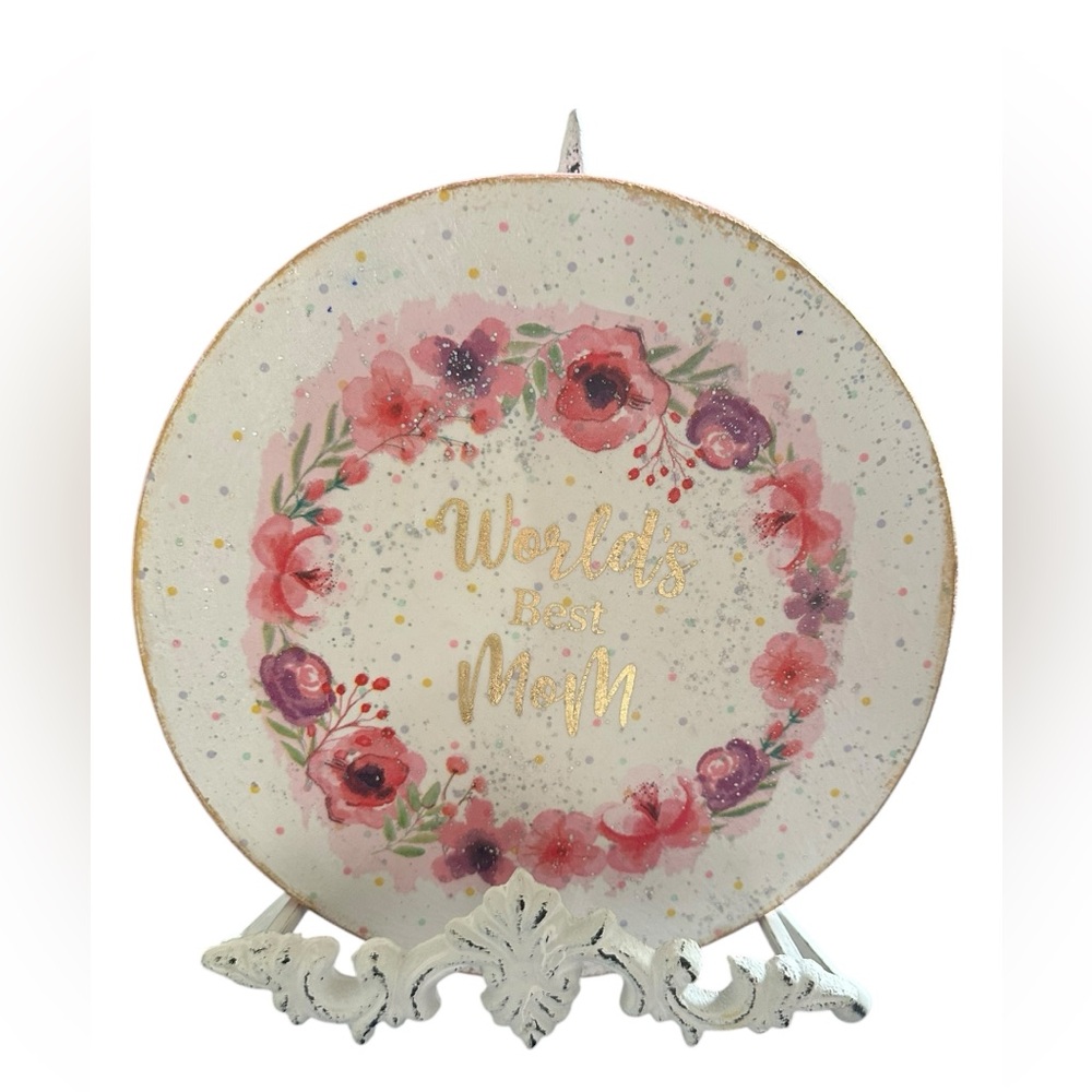 Handcrafted Mother’s Day Floral Decorative sign with Gold Accents